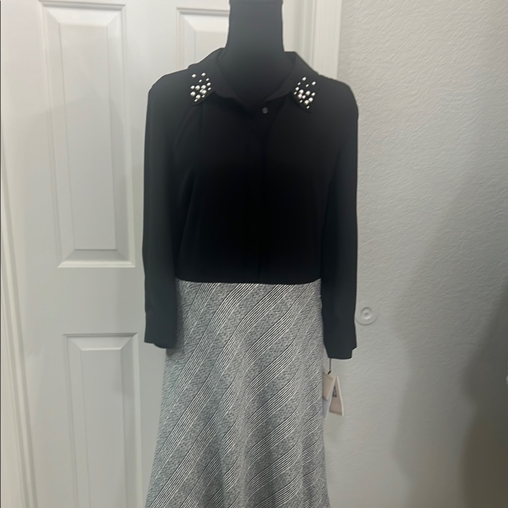 Ivanka Trump Black Top with Black and White A-Line Skirt Dress